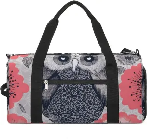 Gym Bag Owl Illustration Duffel Bag for Men Women Travel Overnight Bag with Shoe Compartment Workout Bags