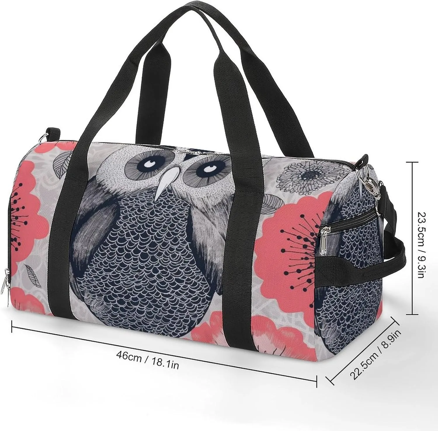 Gym Bag Owl Illustration Duffel Bag for Men Women Travel Overnight Bag with Shoe Compartment Workout Bags