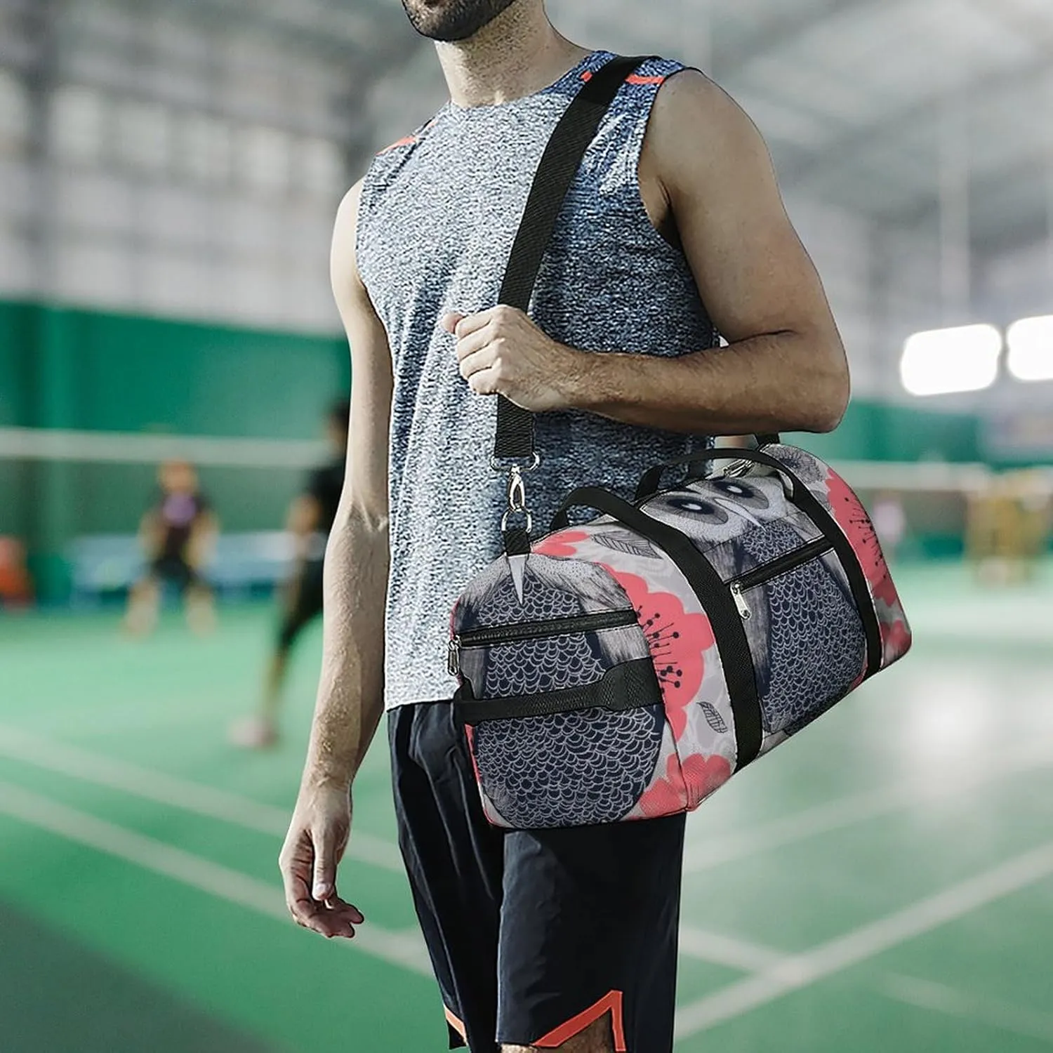 Gym Bag Owl Illustration Duffel Bag for Men Women Travel Overnight Bag with Shoe Compartment Workout Bags