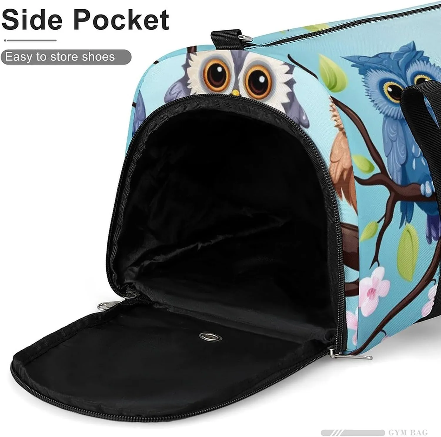 Gym Bag Owls On A Branch Duffel Bag for Men Women Overnight Bag with Shoe Compartment Workout Bags