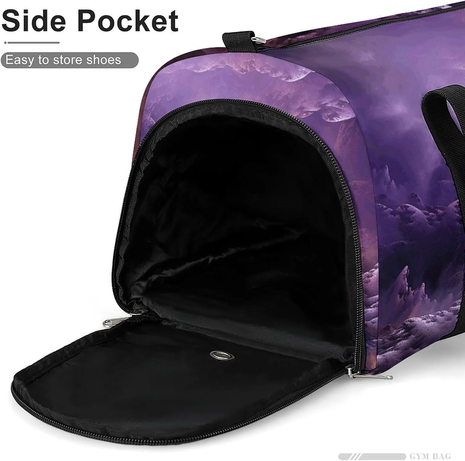 Gym Bag Purple Galaxy Duffel Bag for Men Women Travel Overnight Bag with Shoe Compartment Workout Bags
