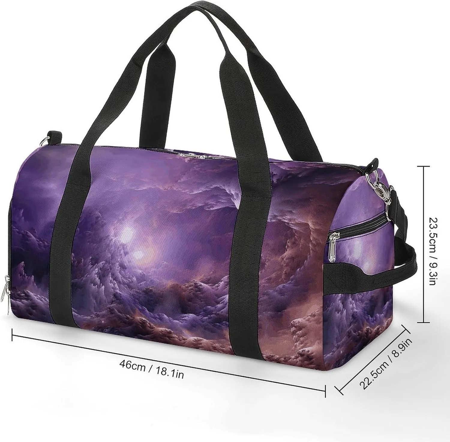 Gym Bag Purple Galaxy Duffel Bag for Men Women Travel Overnight Bag with Shoe Compartment Workout Bags