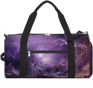 Gym Bag Purple Galaxy Duffel Bag for Men Women Travel Overnight Bag with Shoe Compartment Workout Bags