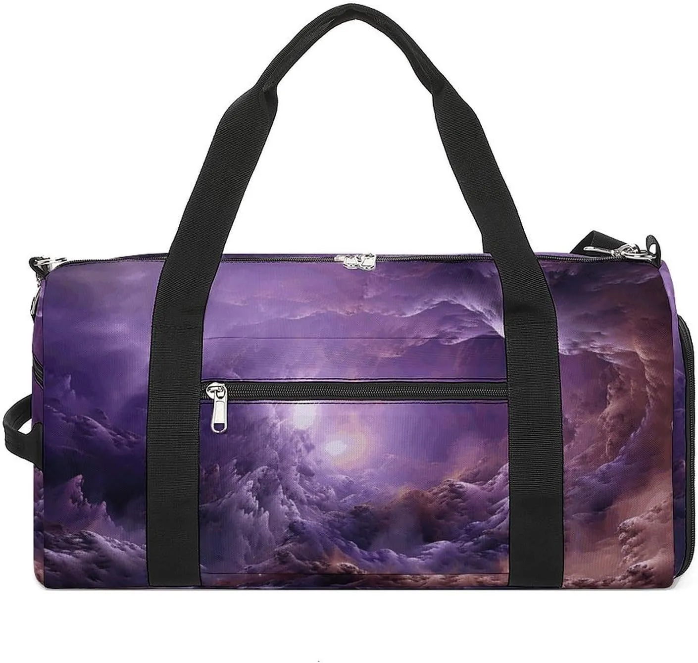 Gym Bag Purple Galaxy Duffel Bag for Men Women Travel Overnight Bag with Shoe Compartment Workout Bags