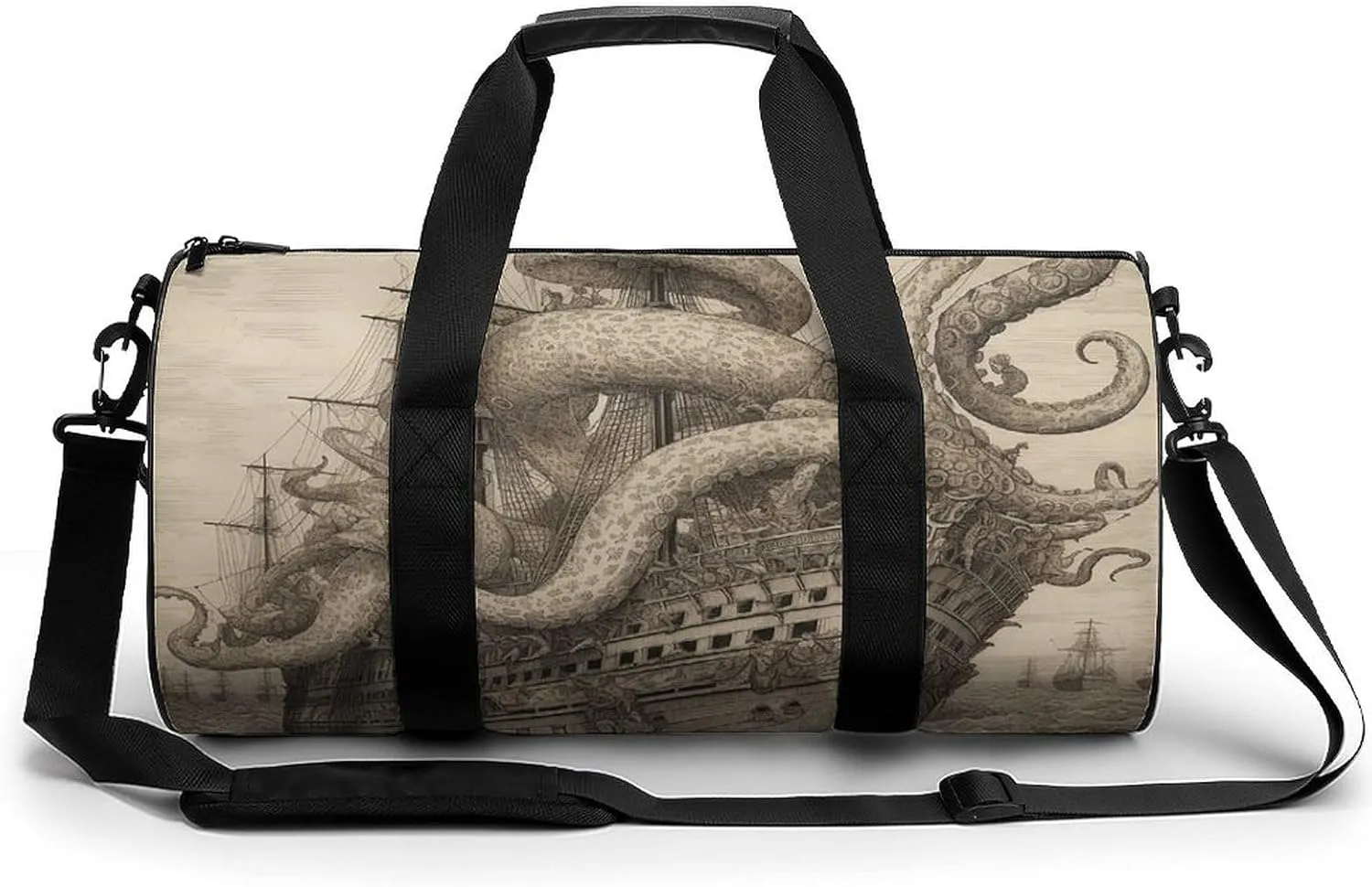 Gym Bag Sailing Pirate Octopus Duffel Bag for Men Women Overnight Bag with Shoe Compartment Workout Bags