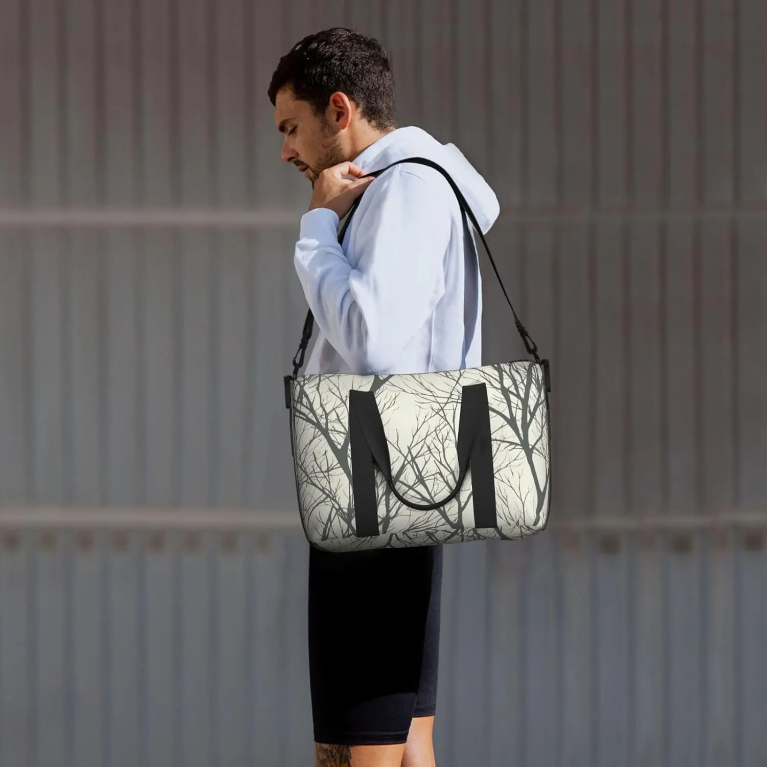 Gym Bag Tree Branch Duffel Bag for Men Women Travel Overnight Bag with Shoe Compartment Workout Bags