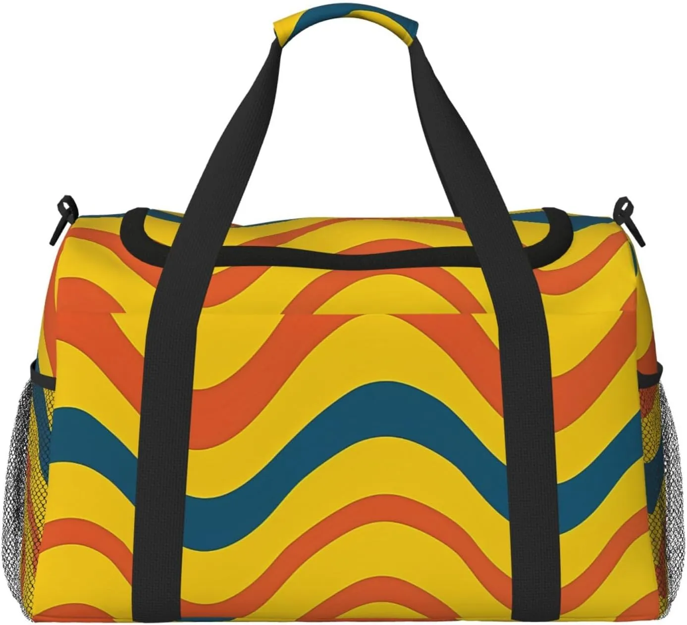 Gym Bag Wavy Stripe Line2 Duffel Bag for Men Women Travel Overnight Bag with Shoe Compartment Workout Bags