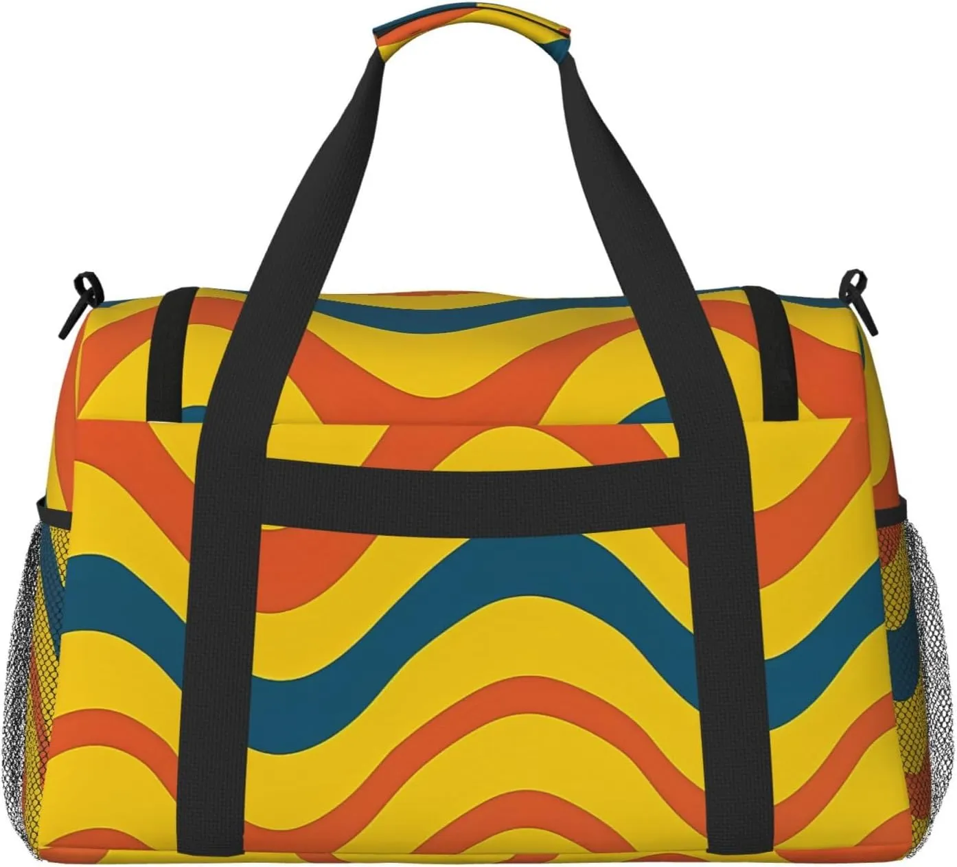 Gym Bag Wavy Stripe Line2 Duffel Bag for Men Women Travel Overnight Bag with Shoe Compartment Workout Bags
