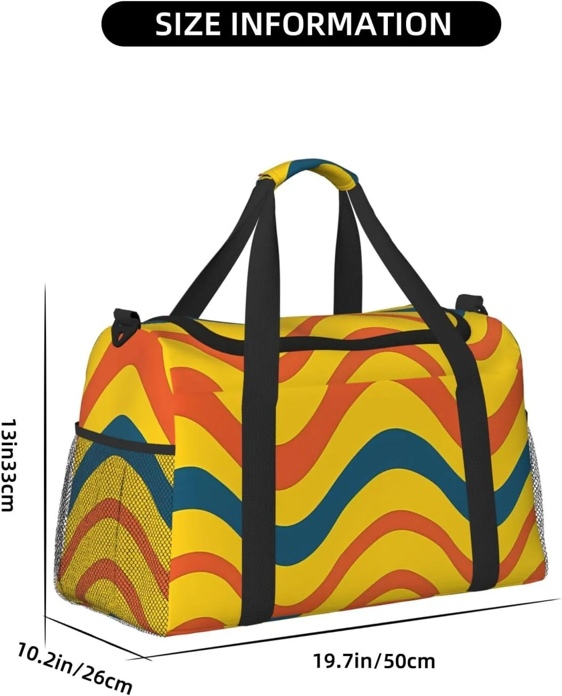 Gym Bag Wavy Stripe Line2 Duffel Bag for Men Women Travel Overnight Bag with Shoe Compartment Workout Bags