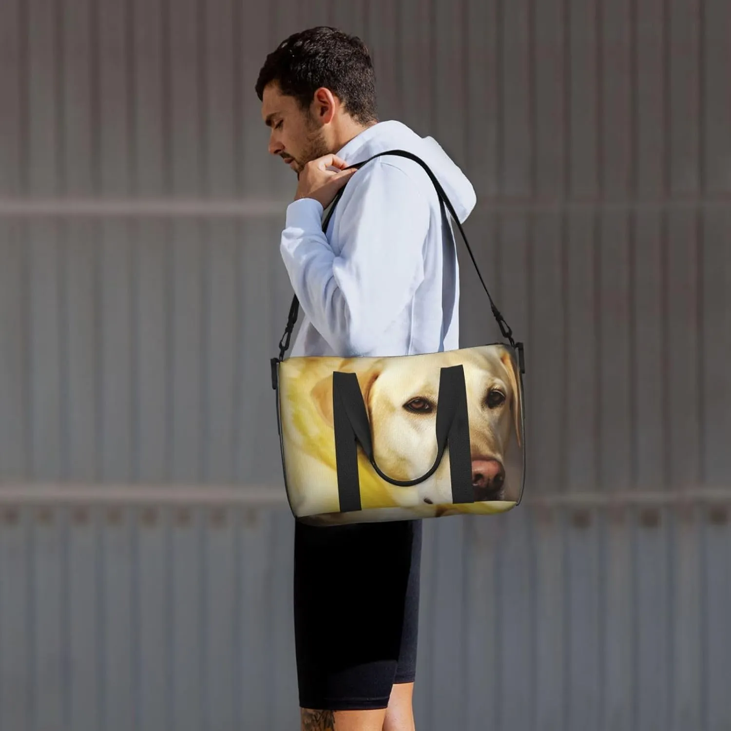 Gym Bag Yellow Dog Duffel Bag for Men Women Travel Overnight Bag with Shoe Compartment Workout Bags