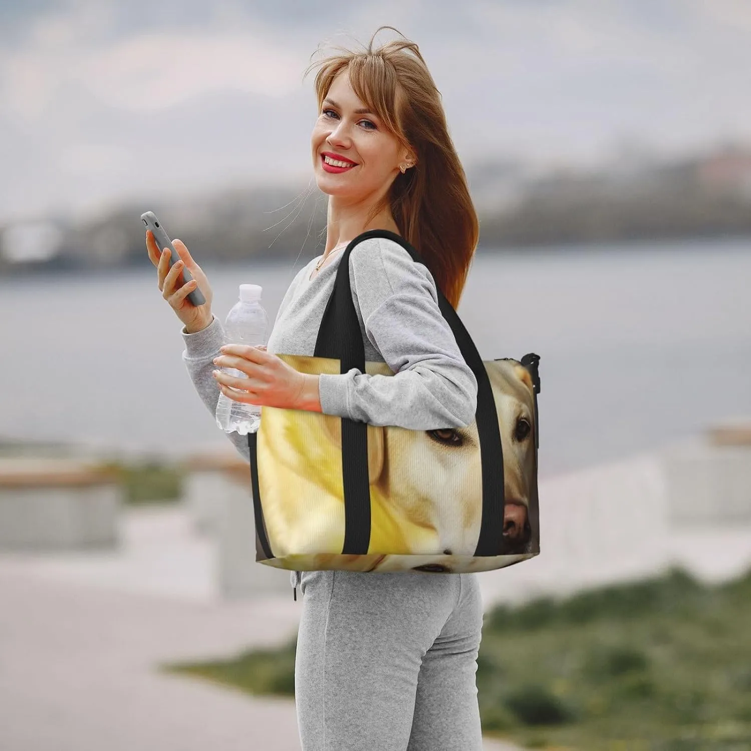 Gym Bag Yellow Dog Duffel Bag for Men Women Travel Overnight Bag with Shoe Compartment Workout Bags