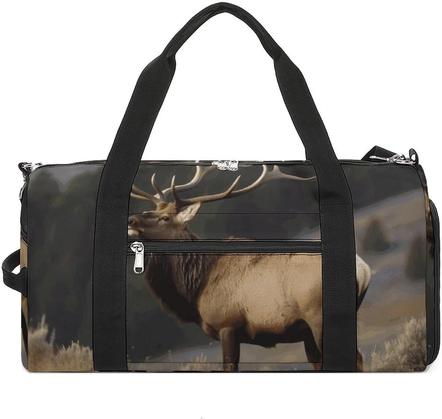 Gym Bags Small Bull Elk Duffel Bag Overnight Bag with Shoe Compartment Carryon Bag for Men Women
