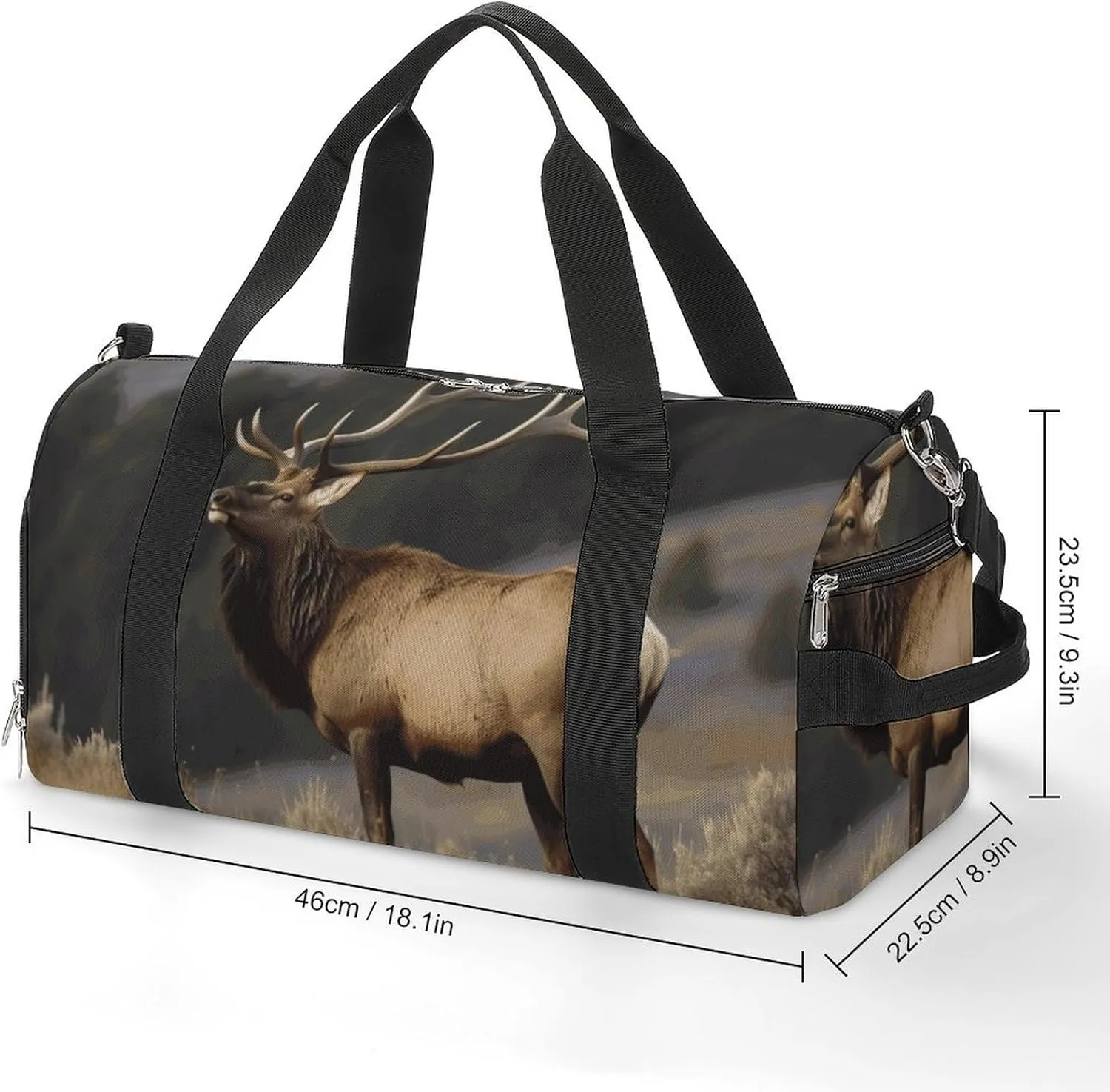 Gym Bags Small Bull Elk Duffel Bag Overnight Bag with Shoe Compartment Carryon Bag for Men Women