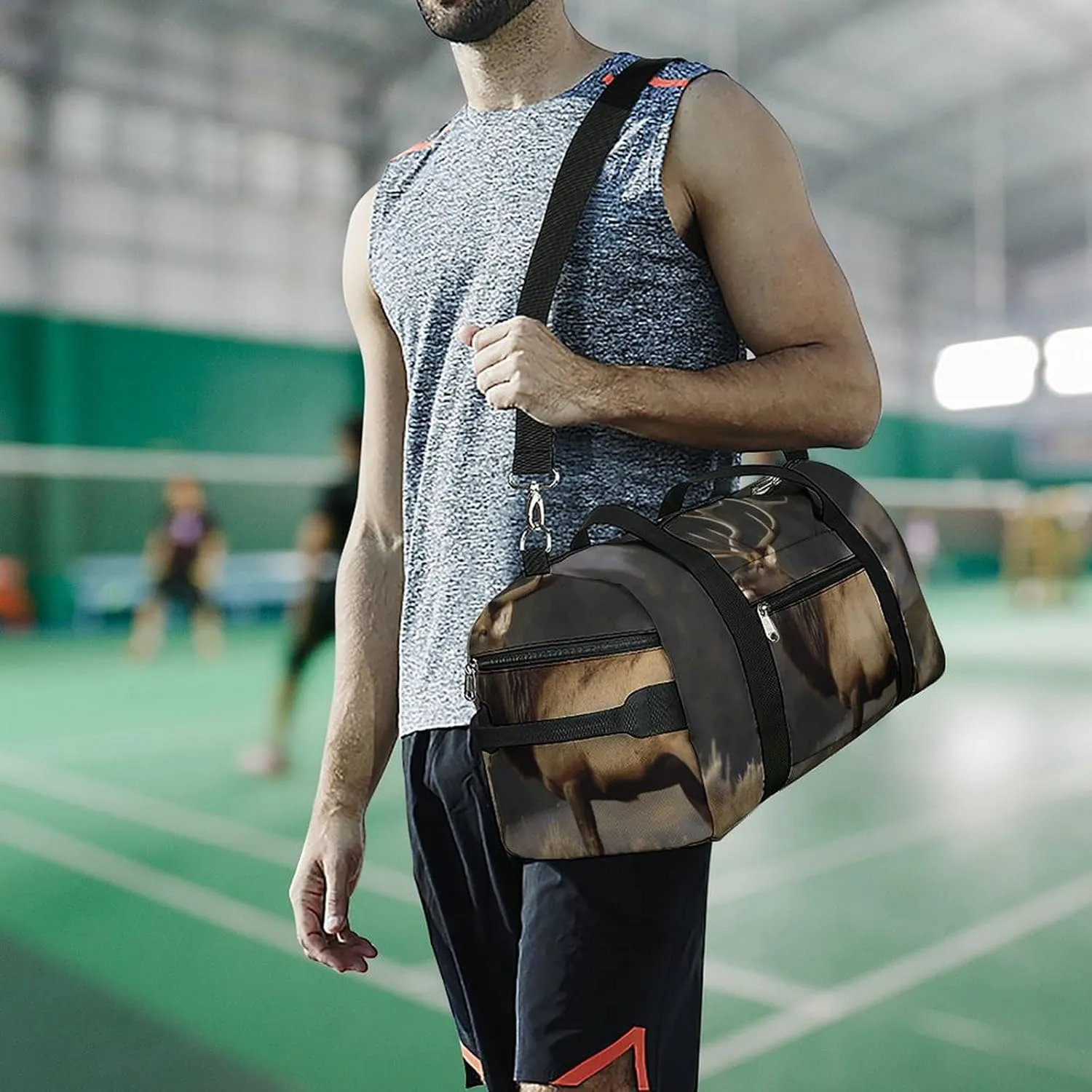 Gym Bags Small Bull Elk Duffel Bag Overnight Bag with Shoe Compartment Carryon Bag for Men Women