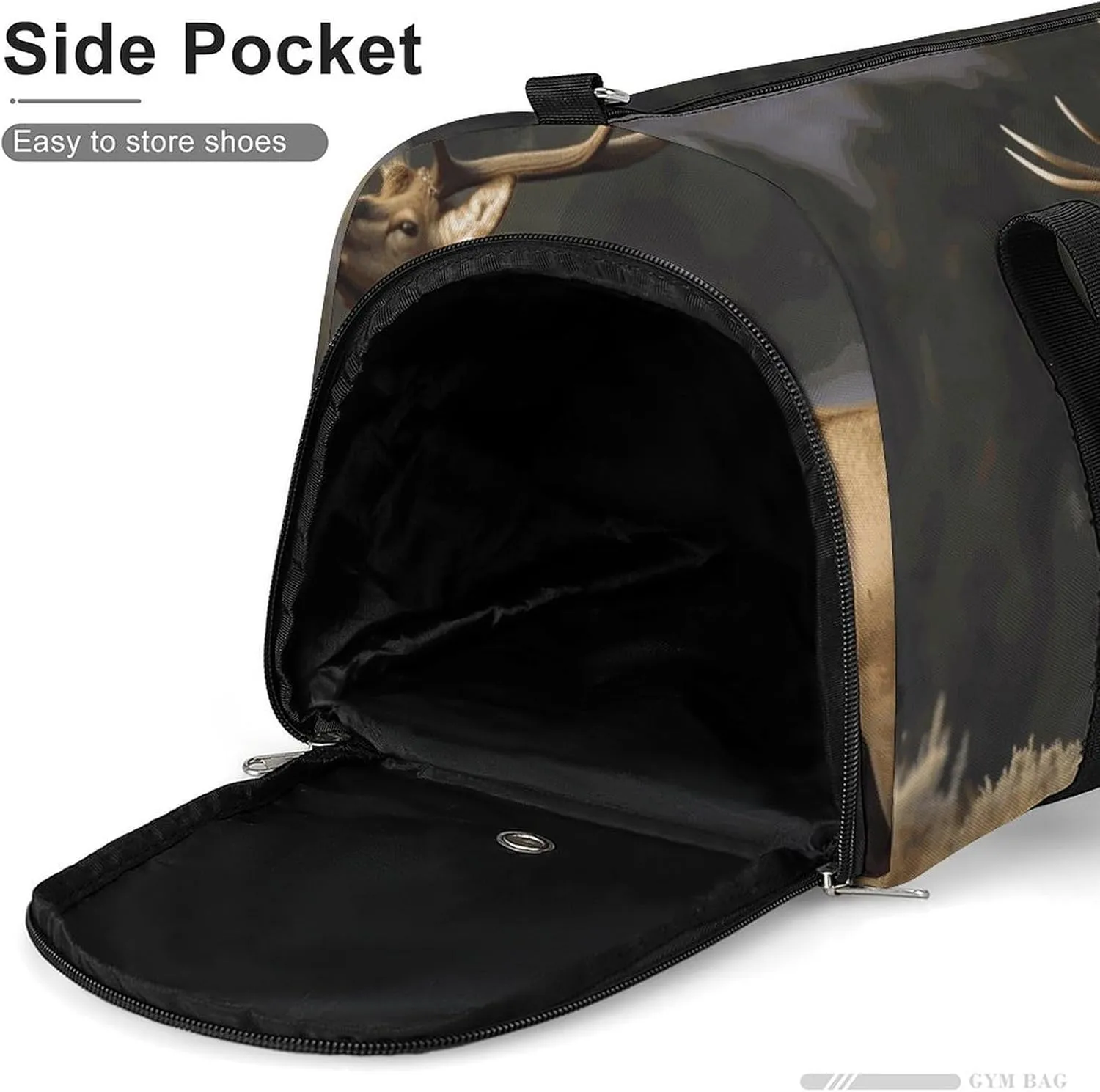 Gym Bags Small Bull Elk Duffel Bag Overnight Bag with Shoe Compartment Carryon Bag for Men Women