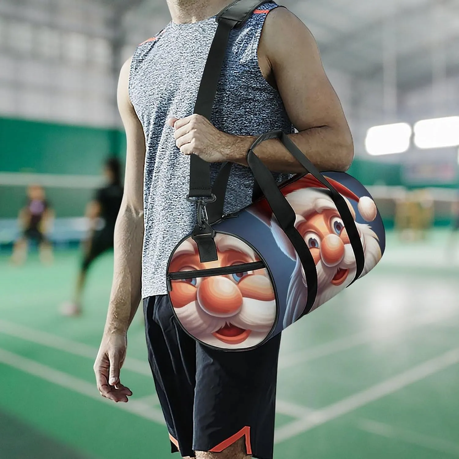 Gym Bags Small Cartoon Santa Claus Duffel Bag Overnight Bag with Shoe Compartment Carryon Bag for Men Women