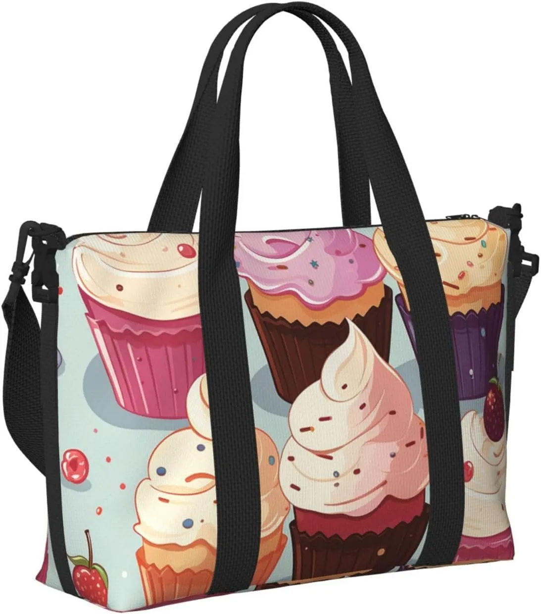 Gym Bags Small Delicious Cupcakes Duffel Bag Overnight Bag with Shoe Compartment Carryon Bag for Men Women