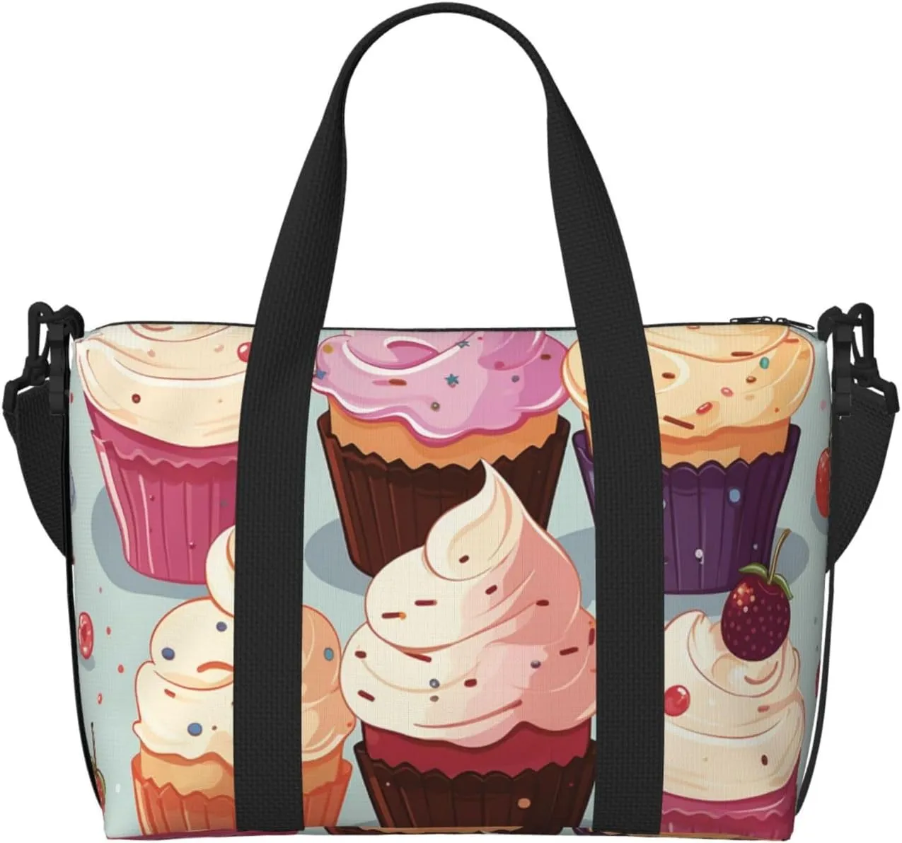 Gym Bags Small Delicious Cupcakes Duffel Bag Overnight Bag with Shoe Compartment Carryon Bag for Men Women