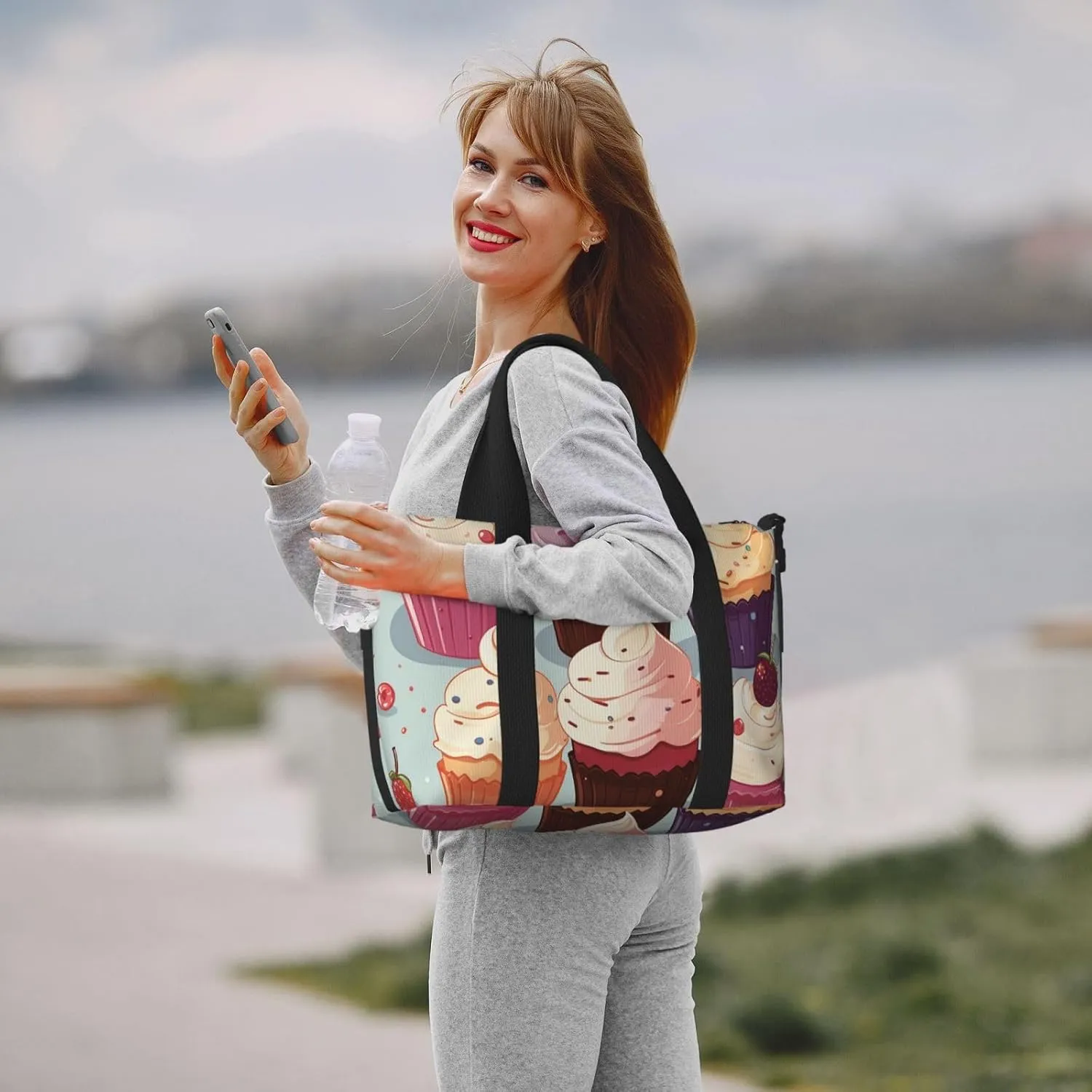 Gym Bags Small Delicious Cupcakes Duffel Bag Overnight Bag with Shoe Compartment Carryon Bag for Men Women