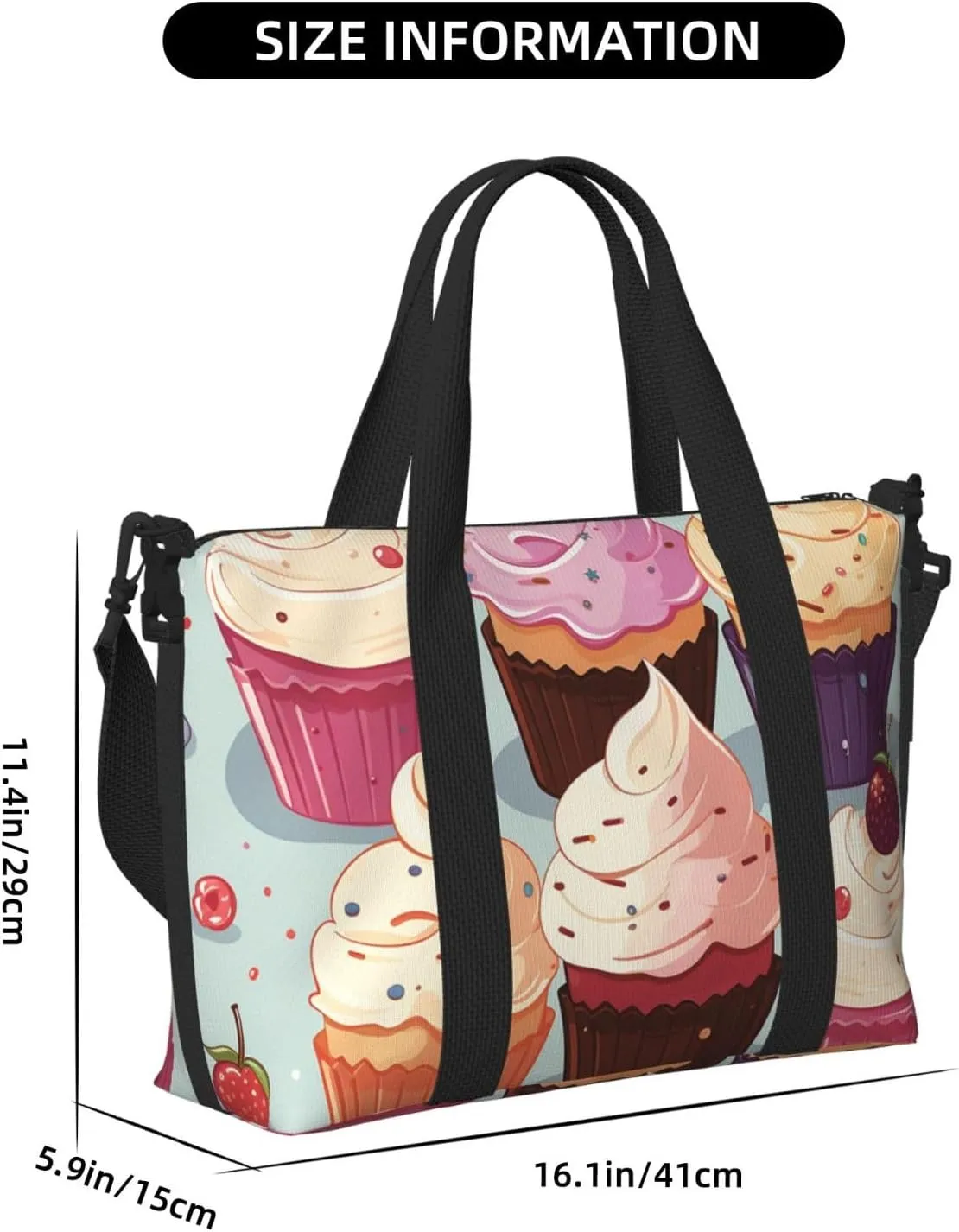 Gym Bags Small Delicious Cupcakes Duffel Bag Overnight Bag with Shoe Compartment Carryon Bag for Men Women