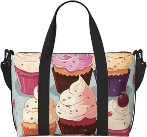 Gym Bags Small Delicious Cupcakes Duffel Bag Overnight Bag with Shoe Compartment Carryon Bag for Men Women