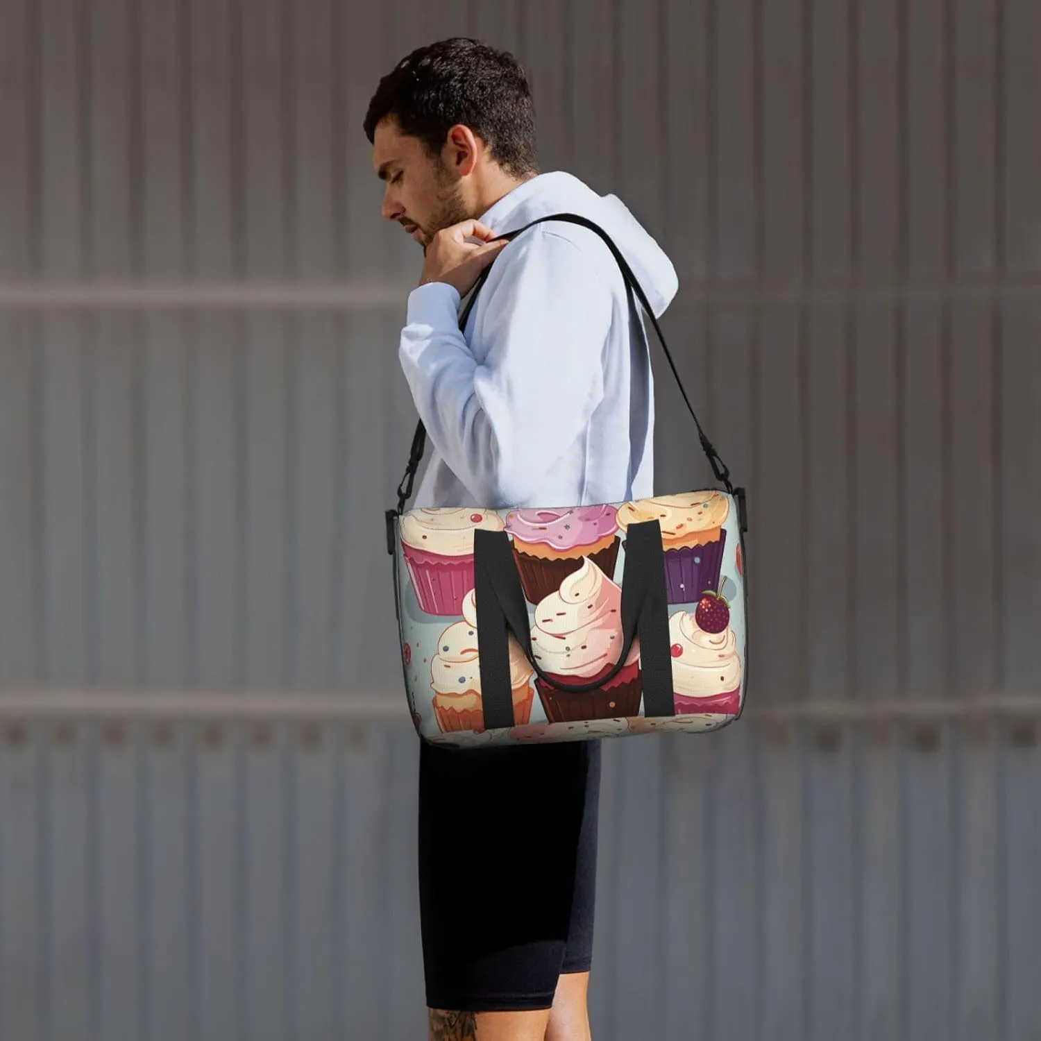Gym Bags Small Delicious Cupcakes Duffel Bag Overnight Bag with Shoe Compartment Carryon Bag for Men Women
