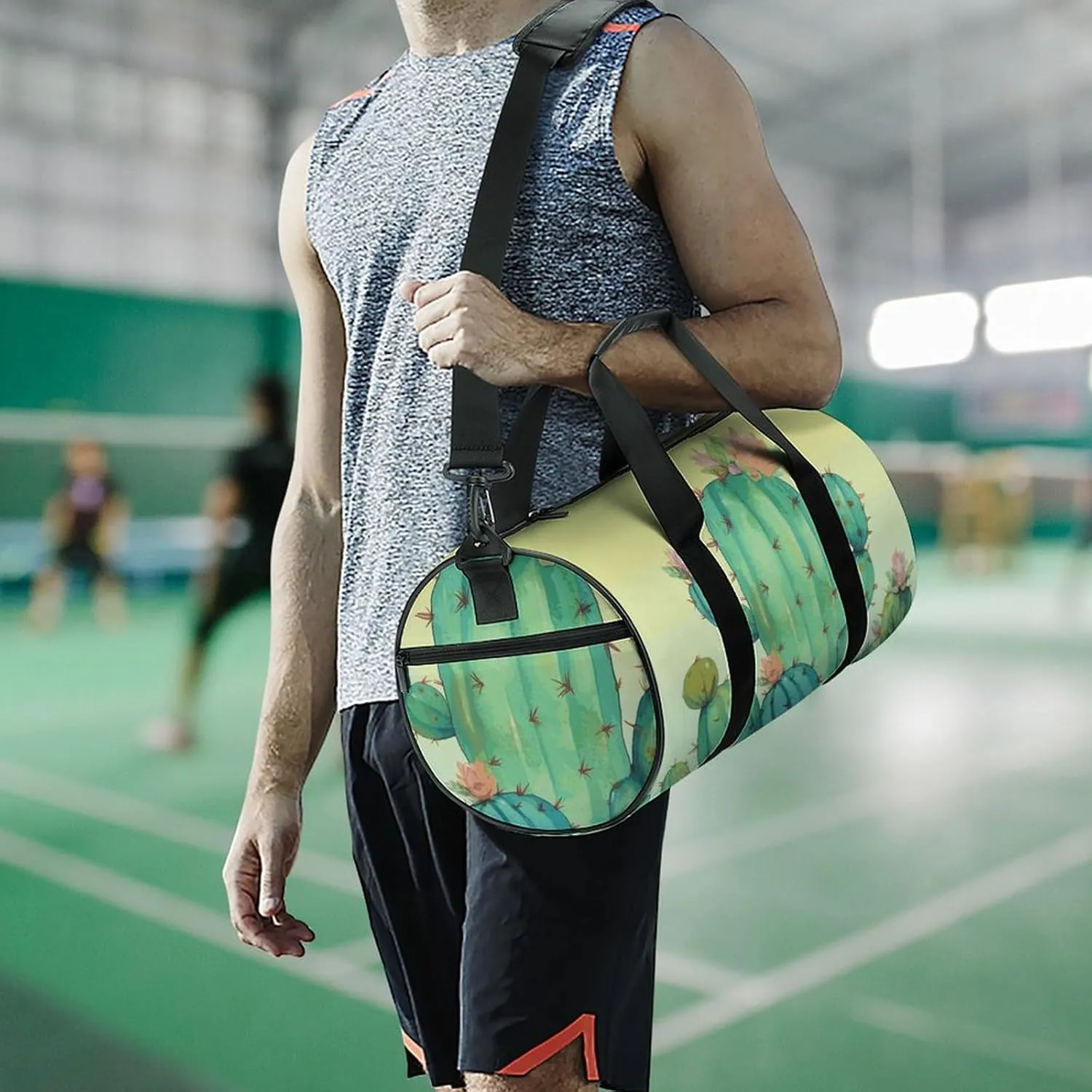 Gym Bags Small Funny Green Duffel Bag Overnight Bag with Shoe Compartment Carryon Bag for Men Women