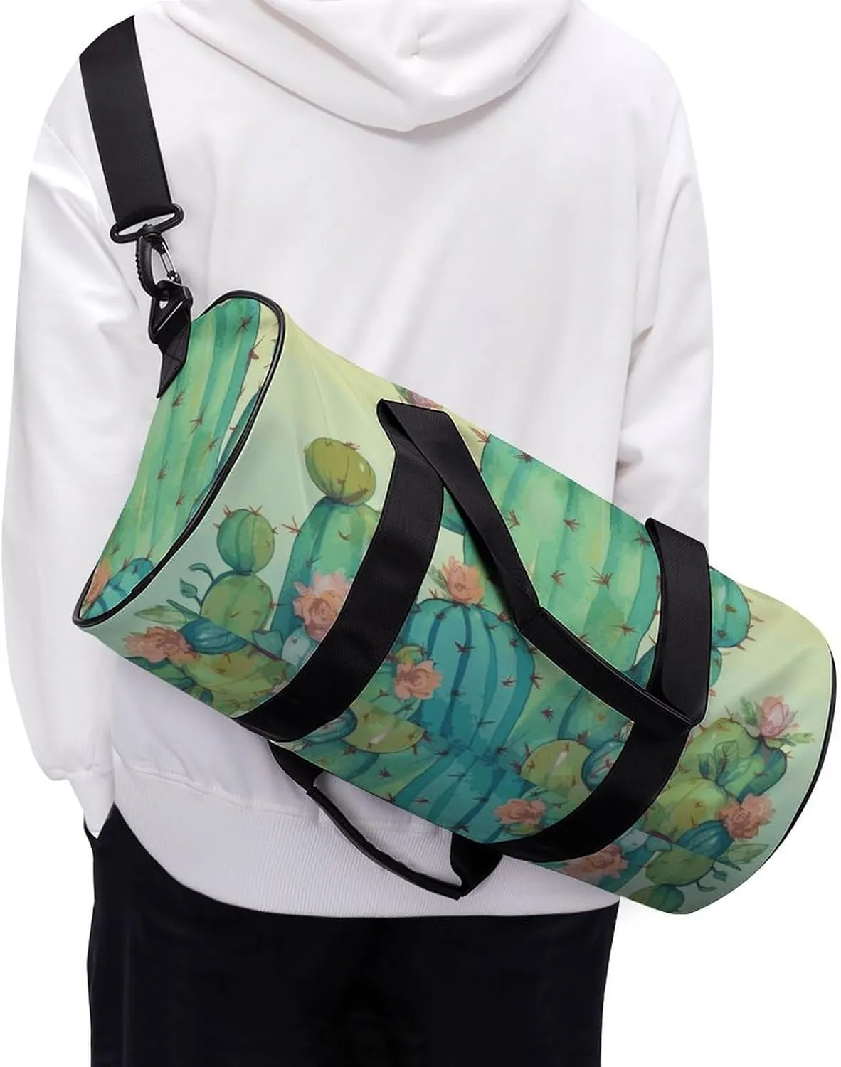 Gym Bags Small Funny Green Duffel Bag Overnight Bag with Shoe Compartment Carryon Bag for Men Women
