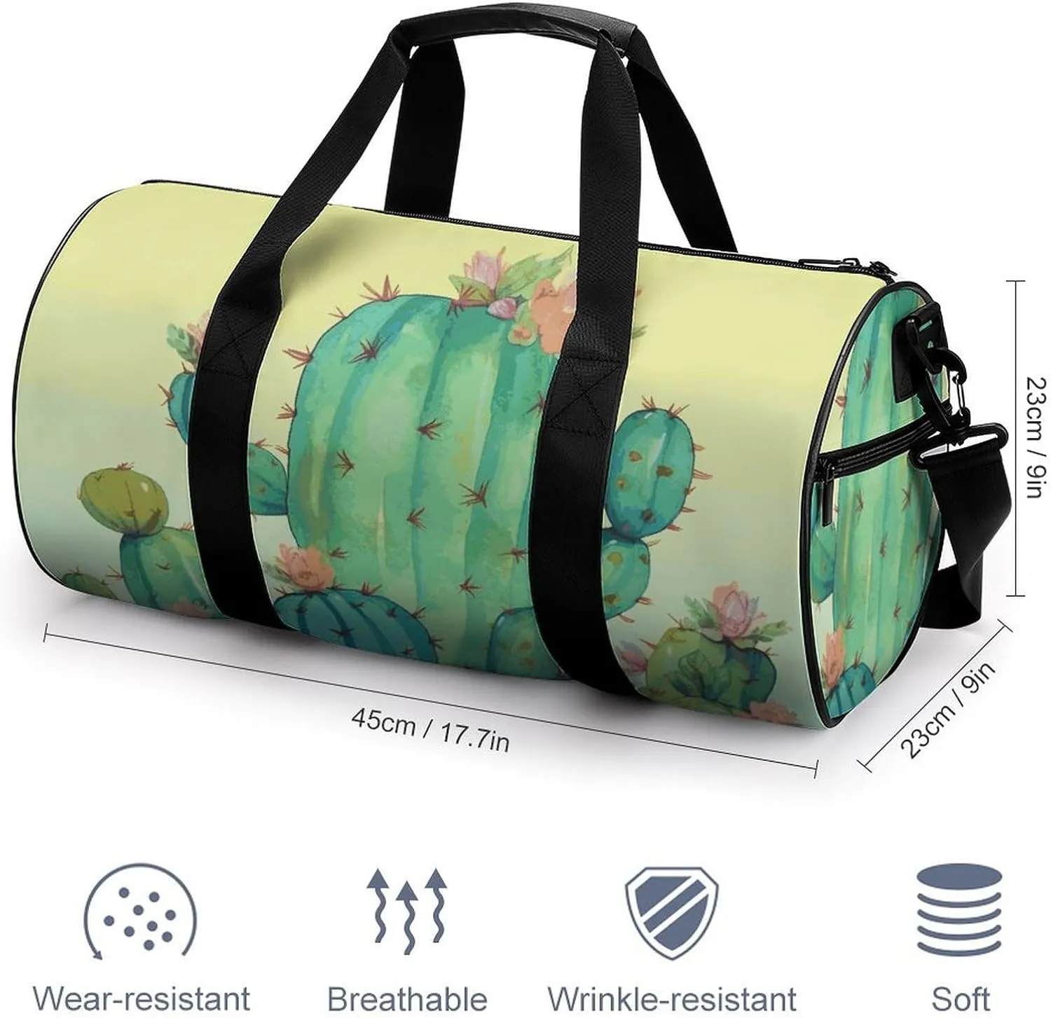 Gym Bags Small Funny Green Duffel Bag Overnight Bag with Shoe Compartment Carryon Bag for Men Women