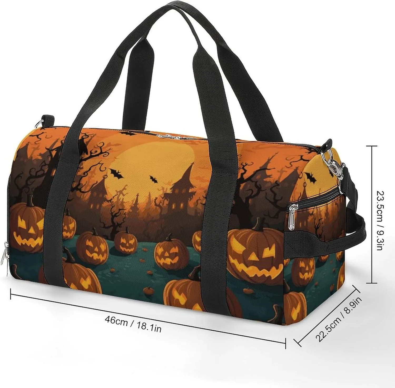 Gym Bags Small Halloween Orange Duffel Bag Overnight Bag with Shoe Compartment Carryon Bag for Men Women