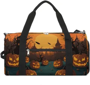 Gym Bags Small Halloween Orange Duffel Bag Overnight Bag with Shoe Compartment Carryon Bag for Men Women