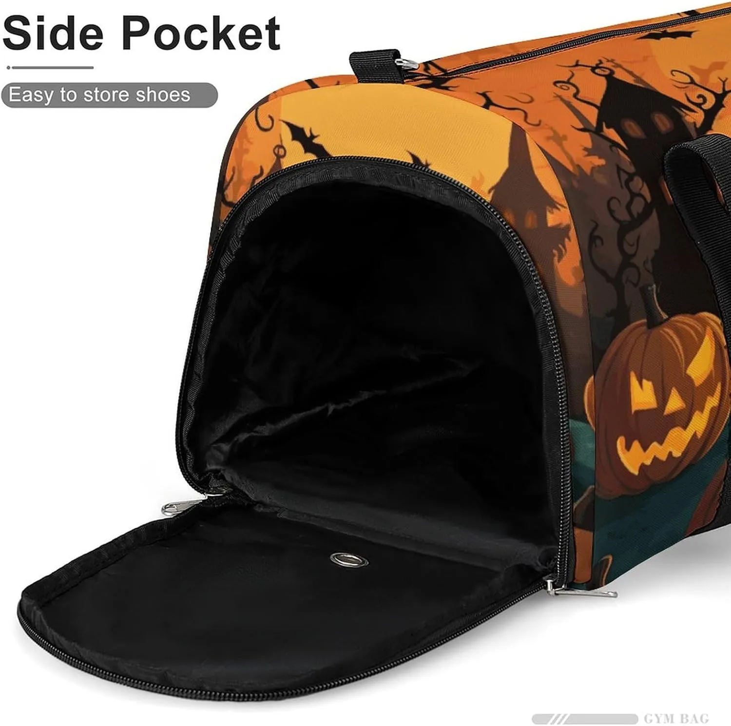 Gym Bags Small Halloween Orange Duffel Bag Overnight Bag with Shoe Compartment Carryon Bag for Men Women