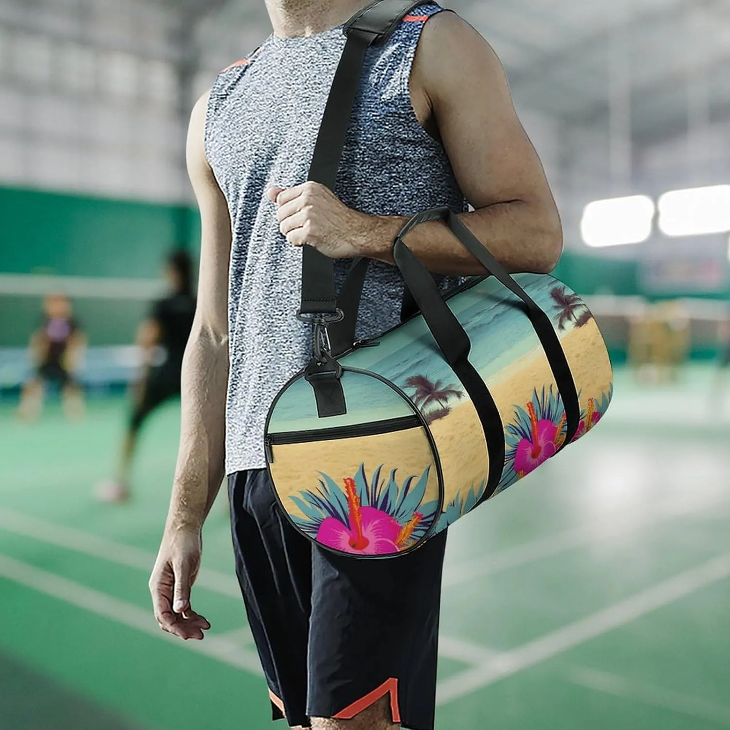 Gym Bags Small Hawaii Scenery Duffel Bag Overnight Bag with Shoe Compartment Carryon Bag for Men Women