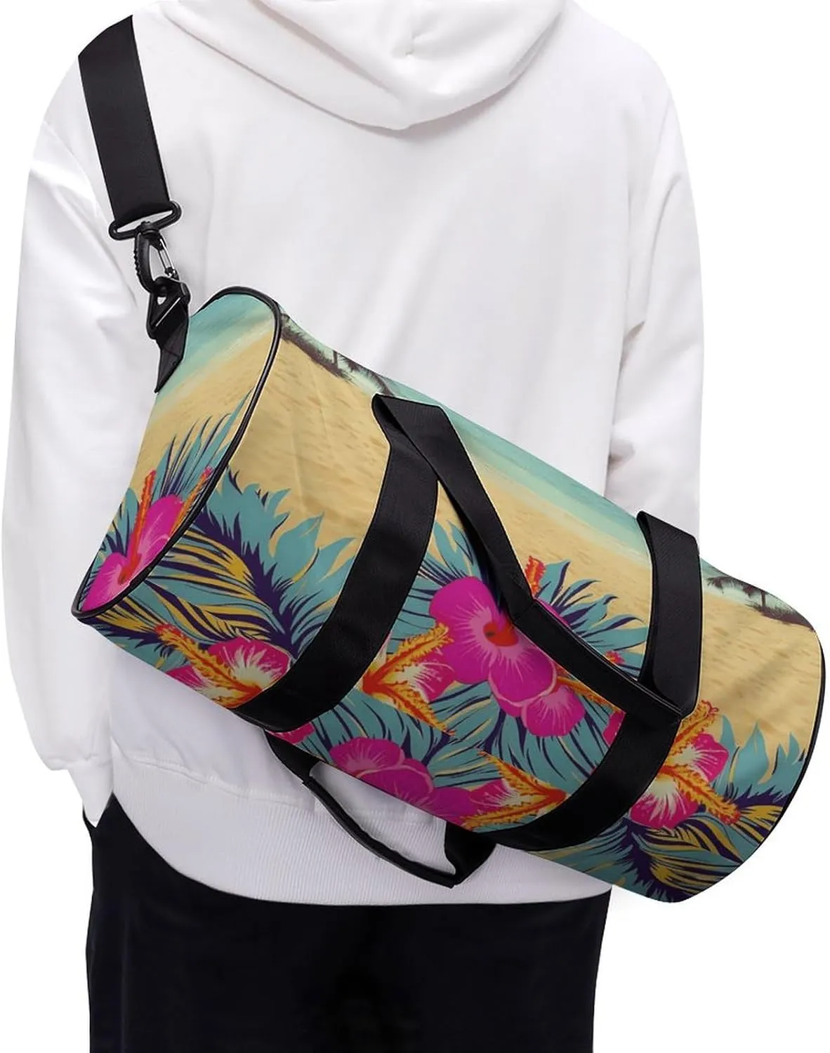 Gym Bags Small Hawaii Scenery Duffel Bag Overnight Bag with Shoe Compartment Carryon Bag for Men Women