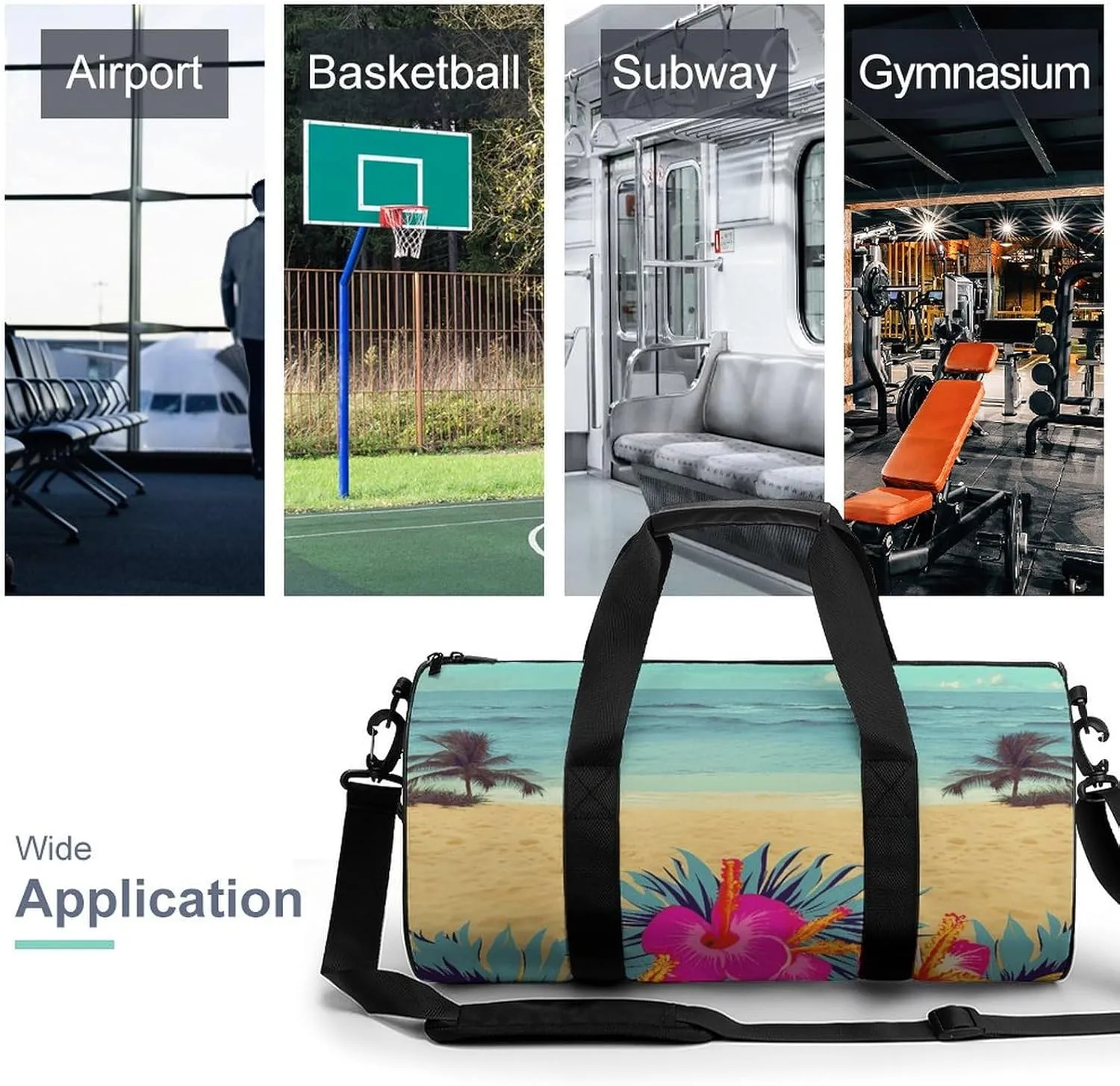 Gym Bags Small Hawaii Scenery Duffel Bag Overnight Bag with Shoe Compartment Carryon Bag for Men Women