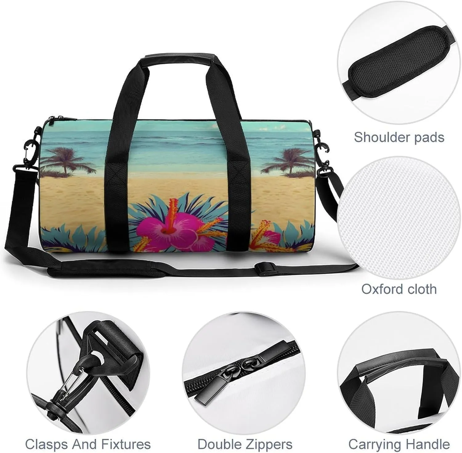 Gym Bags Small Hawaii Scenery Duffel Bag Overnight Bag with Shoe Compartment Carryon Bag for Men Women