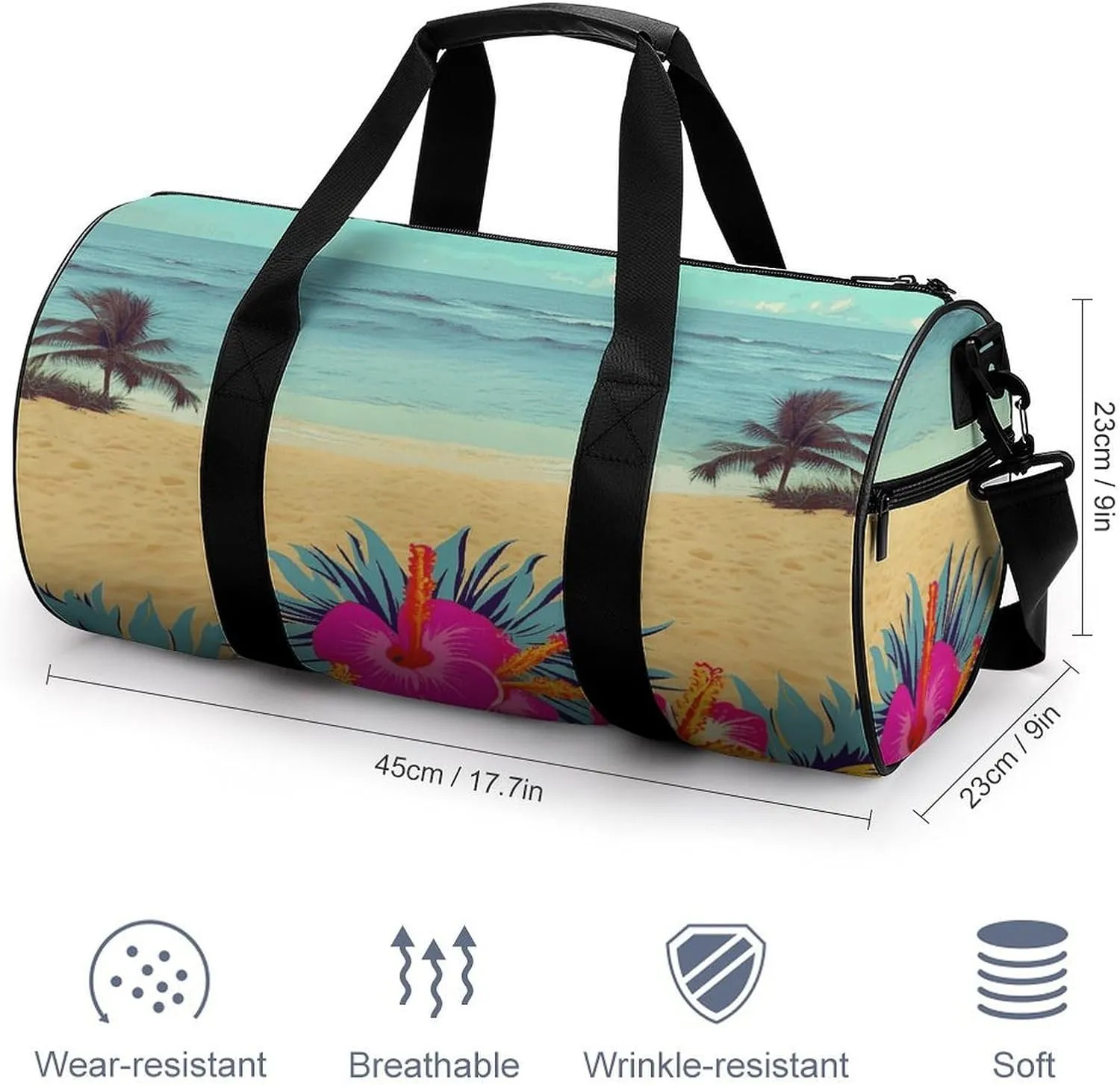Gym Bags Small Hawaii Scenery Duffel Bag Overnight Bag with Shoe Compartment Carryon Bag for Men Women