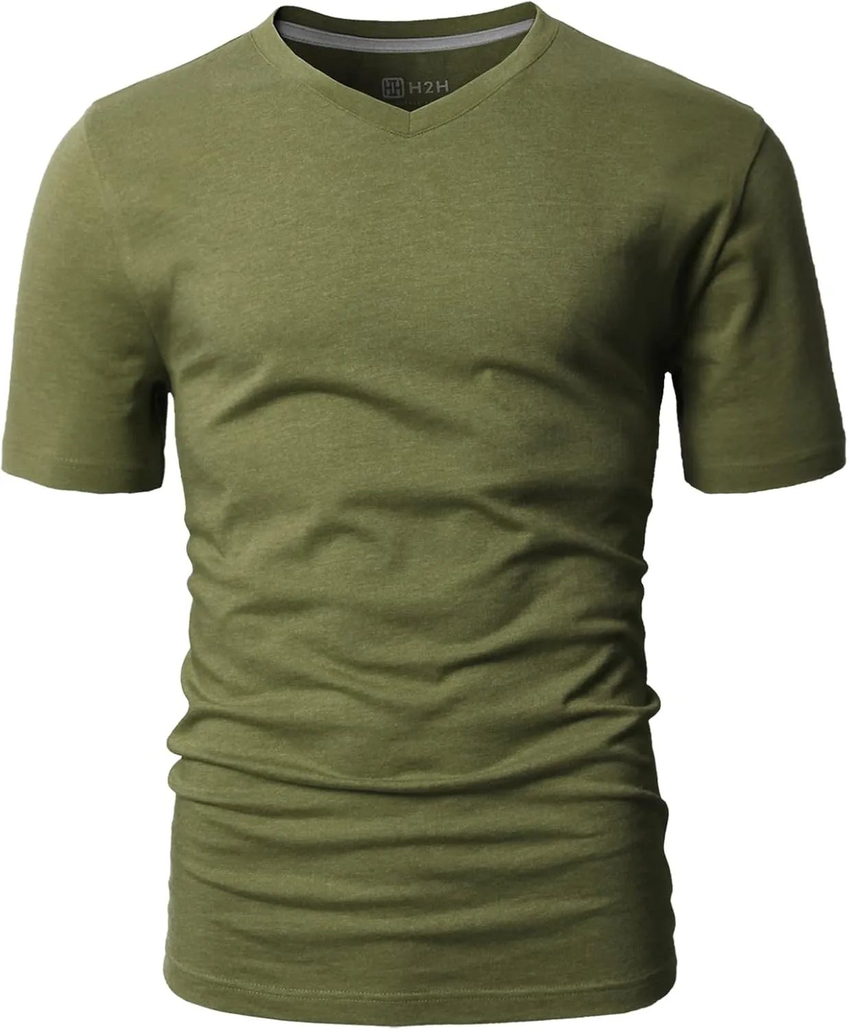 H2H Mens Casual Slim Fit Short Sleeve T-Shirts Soft Lightweight V-Neck/Crew-Neck Size XS to 3XL