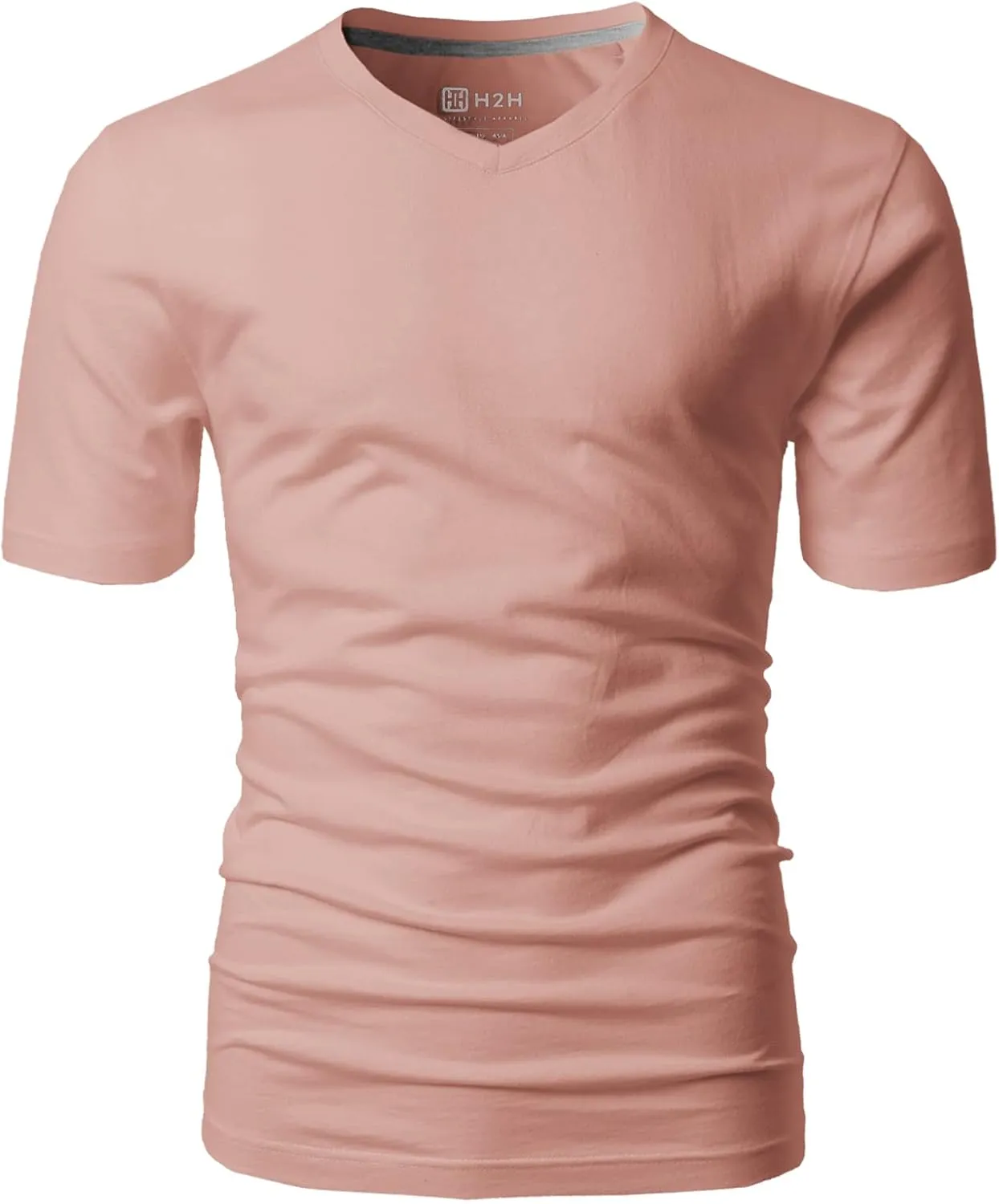 H2H Mens Casual Slim Fit Short Sleeve T-Shirts Soft Lightweight V-Neck/Crew-Neck Size XS to 3XL