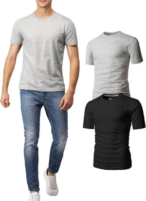 H2H Mens Slime Short Sleeve T-Shirts (V Neck/Crew Neck Multipack) Size XS to 3XL