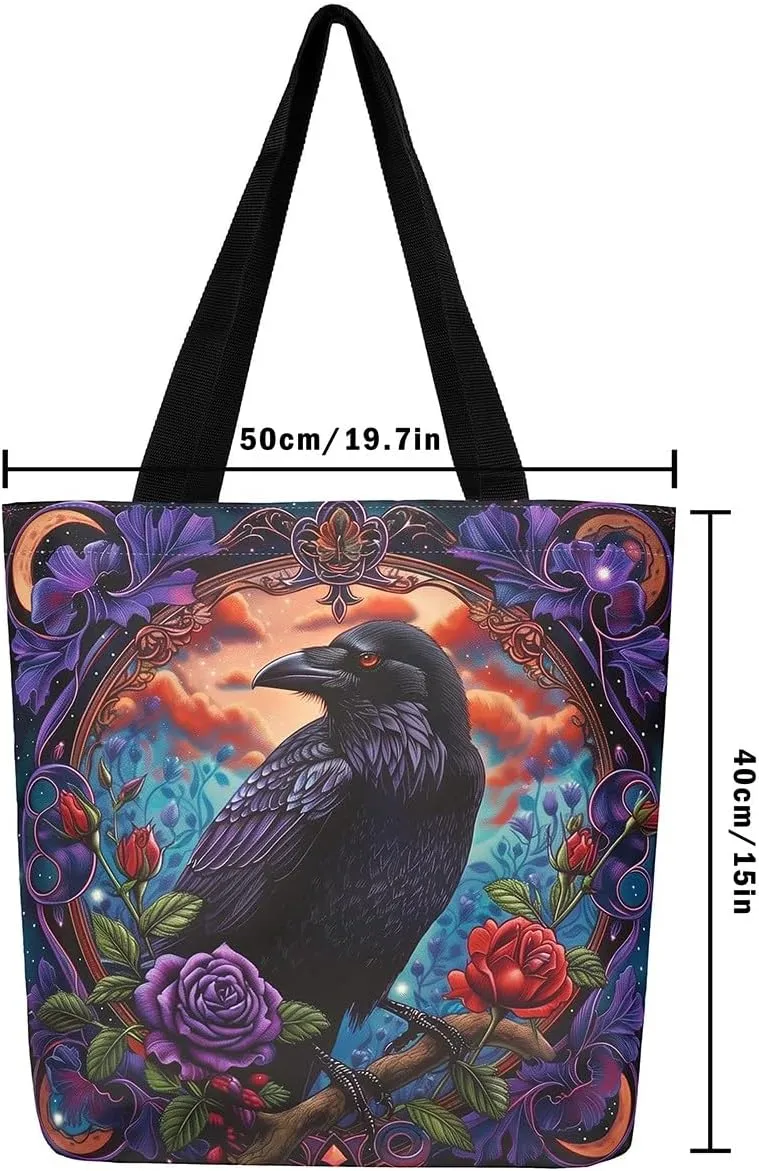 Halloween Canvas Tote Bag for Men Women Adults Cartoon Decorative Aesthetic Shoulder Handbags for Shopping Gym