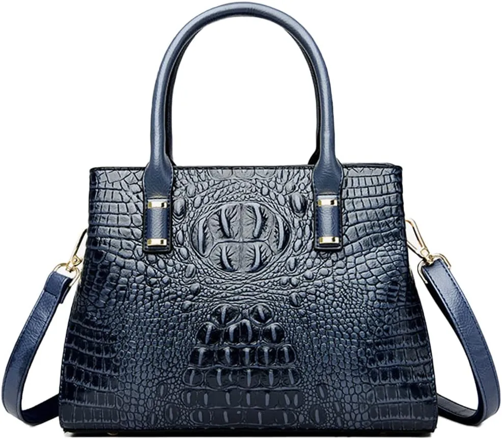 Handbag Tote Purse for Women Crocodile Pattern Embossed Top-handle Satchel Fuax Leather Shoulder Bag
