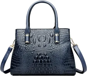 Handbag Tote Purse for Women Crocodile Pattern Embossed Top-handle Satchel Fuax Leather Shoulder Bag