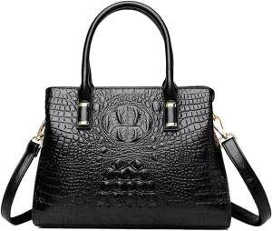Handbag Tote Purse for Women Crocodile Pattern Embossed Top-handle Satchel Fuax Leather Shoulder Bag