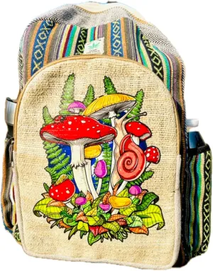 Handmade Unique Design Himalayan Hemp Cotton Backpack 17 IN Large Hippie, Festival, Hiking & Tablet Laptop Backpack Bag - Made In Mt. Everest Country Nepal