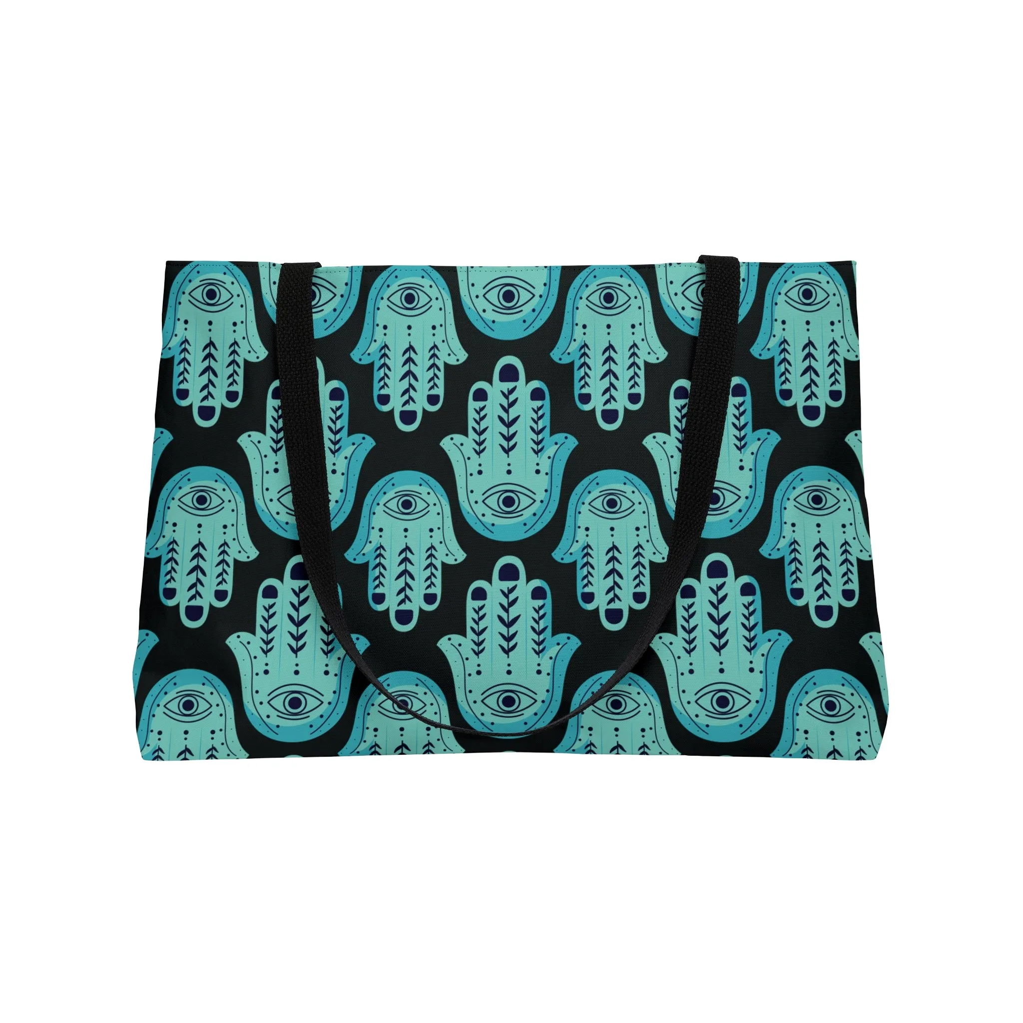 Hannah Bright Turquoise Hamsa Pattern Weekender Tote Bag