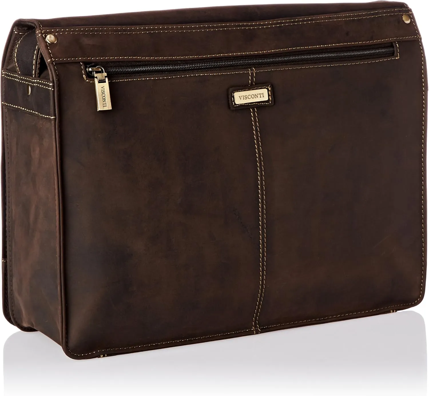 Harvard Distressed Leather Messenger Bag, Mocha, One Size