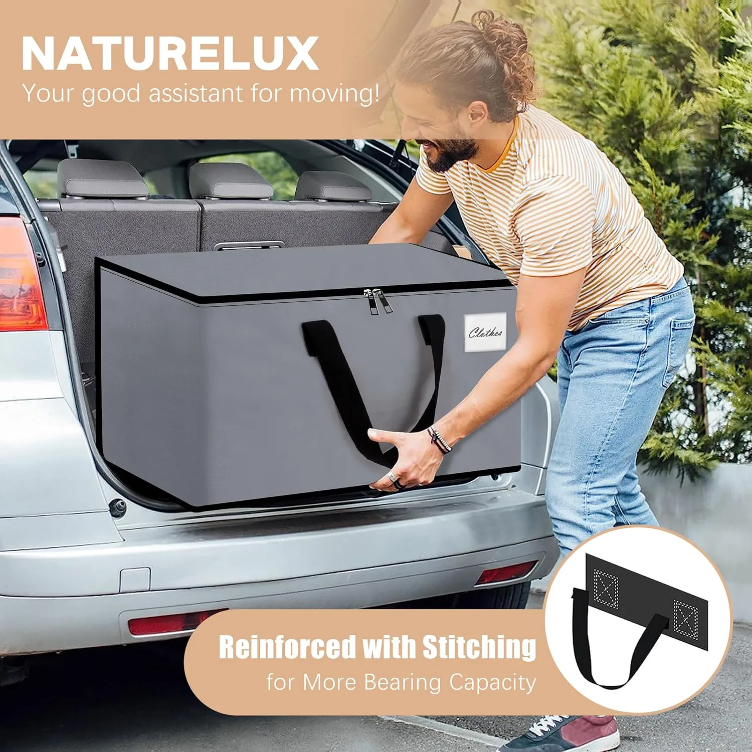 Heavy Duty Moving Bags - Extra Large Packing Bags and Storage Totes, Collapsible and Foldable Option for Moving and Storage, Grey, 93 L - 6 Pack