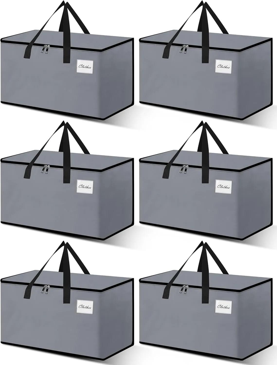 Heavy Duty Moving Bags - Extra Large Packing Bags and Storage Totes, Collapsible and Foldable Option for Moving and Storage, Grey, 93 L - 6 Pack