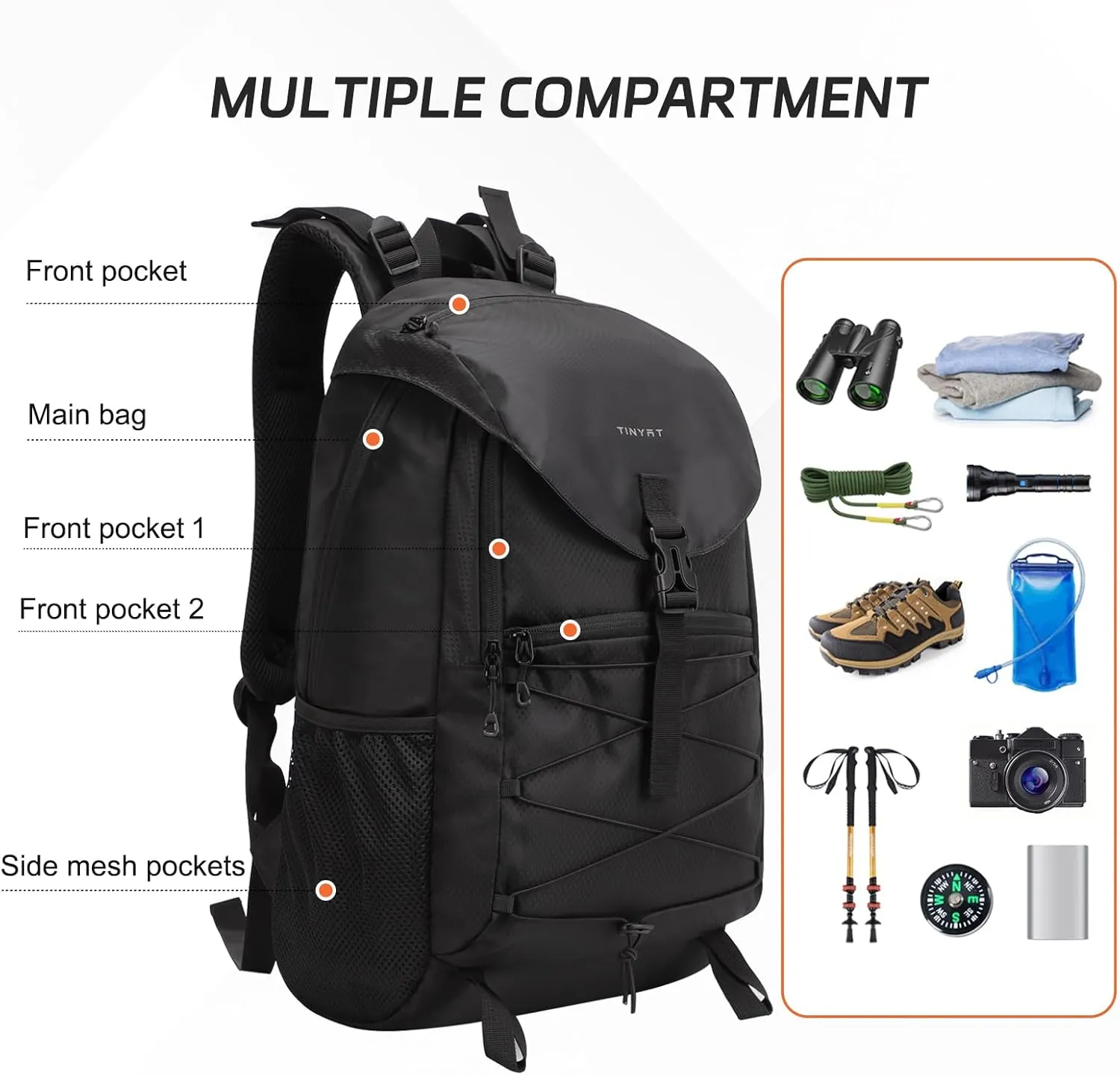 Hiking Backpack for Women and Men 30L Waterproof Hiking Daypack Lightweight Camping Backpack for Urban Travel Cycling Biking